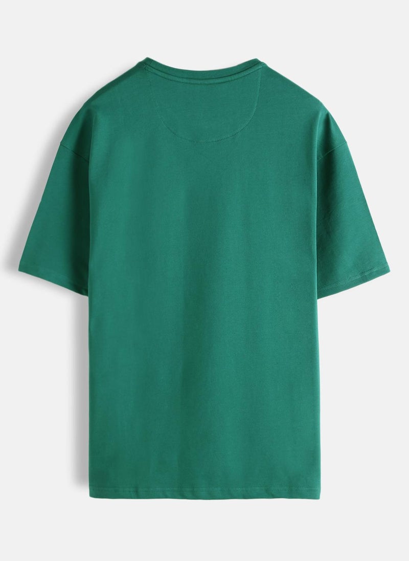 روجن Puff Print Oversized Fit T-Shirt | Green - Image 2